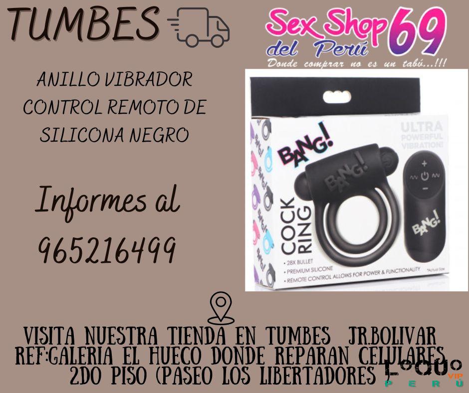 Sex Shop Tumbes: Anillo y bala para pene recargable de silicona con control remoto